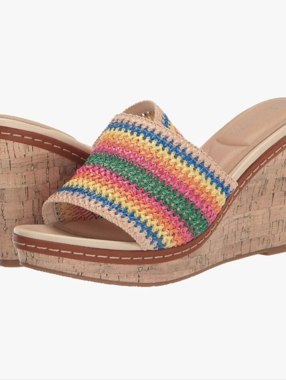 Chinese Laundry Wedge Sandals Women's 8 Multicolor Woven Cork Platform NIB Boho